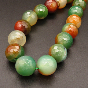 Natural Agate,Double Agate,Faceted Round,Dyed,Flowers green,16mm,Hole:1.5mm,about 24pcs/strand,about 130g/strand,5 strands/package,15"(38cm),XBGB03483vihb-L001