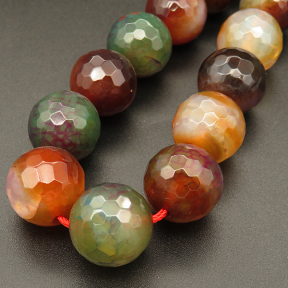 Natural Agate,Faceted Round,Dyed,Colorful,16mm,Hole:1.5mm,about 24pcs/strand,about 130g/strand,5 strands/package,15"(38cm),XBGB03486vihb-L001