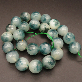 Natural Agate,Faceted Round,Dyed,Cyan,16mm,Hole:1.5mm,about 24pcs/strand,about 130g/strand,5 strands/package,15"(38cm),XBGB03489vihb-L001