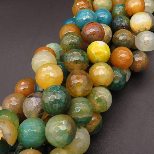 Natural Agate,Faceted Round,Dyed,Mixed color,16mm,Hole:1.5mm,about 24pcs/strand,about 130g/strand,5 strands/package,15"(38cm),XBGB03492vihb-L001