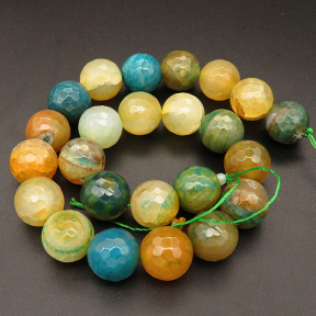 Natural Agate,Faceted Round,Dyed,Mixed color,16mm,Hole:1.5mm,about 24pcs/strand,about 130g/strand,5 strands/package,15"(38cm),XBGB03492vihb-L001