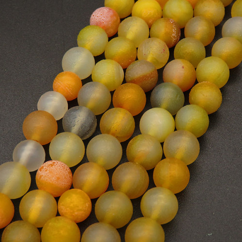 Natural Agate,Weathered Agate,Frosted Round,Dyed,Yellow,4mm,Hole:0.5mm,about 90pcs/strand,about 9g/strand,5 strands/package,15"(38cm),XBGB03504ablb-L001