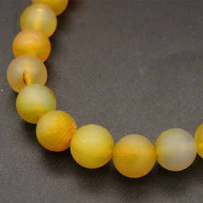 Natural Agate,Weathered Agate,Frosted Round,Dyed,Yellow,4mm,Hole:0.5mm,about 90pcs/strand,about 9g/strand,5 strands/package,15"(38cm),XBGB03504ablb-L001