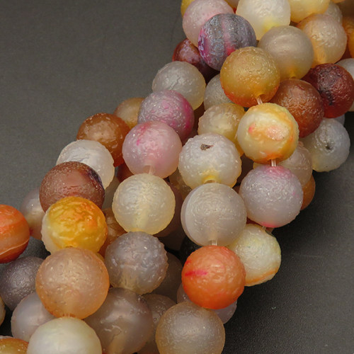 Natural Agate,Weathered Agate,Frosted Round,Dyed,Mixed color,4mm,Hole:0.5mm,about 90pcs/strand,about 9g/strand,5 strands/package,15"(38cm),XBGB03507ablb-L001