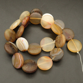 Natural Agate,Weathered Agate,Frosted Flat Round,Dyed,Brown,18*6,Hole:1mm,about 22pcs/strand,about 60g/strand,5 strands/package,15"(38cm),XBGB03516aivb-L001