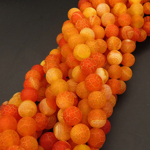 Natural Weathered Agate,Frosted Round,Dyed,Orange,4mm,Hole:0.5mm,about 90pcs/strand,about 9g/strand,5 strands/package,15"(38cm),XBGB03525ablb-L001