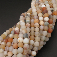 Natural Weathered Agate,Frosted Round,Dyed,Beige,4mm,Hole:0.5mm,about 90pcs/strand,about 9g/strand,5 strands/package,15"(38cm),XBGB03528ablb-L001
