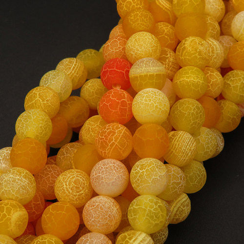 Natural Weathered Agate,Frosted Round,Dyed,Yellow,4mm,Hole:0.5mm,about 90pcs/strand,about 9g/strand,5 strands/package,15"(38cm),XBGB03531ablb-L001