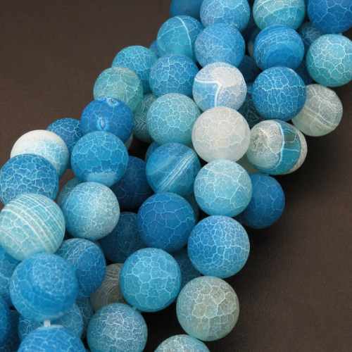 Natural Weathered Agate,Frosted Round,Dyed,Blue,4mm,Hole:0.5mm,about 90pcs/strand,about 9g/strand,5 strands/package,15"(38cm),XBGB03543ablb-L001