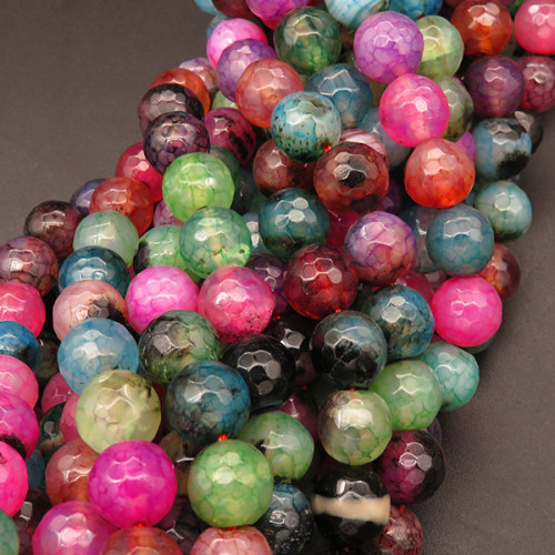 Natural Agate,Faceted Round,Dyed,Mixed color,4mm,Hole:0.5mm,about 90pcs/strand,about 9g/strand,5 strands/package,15"(38cm),XBGB03561vbmb-L001