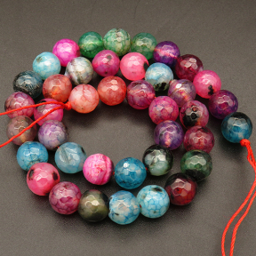 Natural Agate,Faceted Round,Dyed,Mixed color,4mm,Hole:0.5mm,about 90pcs/strand,about 9g/strand,5 strands/package,15"(38cm),XBGB03561vbmb-L001