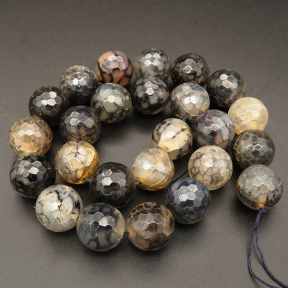Natural Agate,Faceted Round,Dyed,Dark grey,16mm,Hole:1.2mm,about 24pcs/strand,about 130g/strand,5 strands/package,15"(38cm),XBGB03567vihb-L001