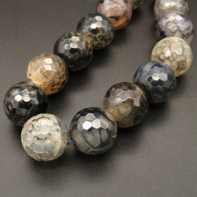 Natural Agate,Faceted Round,Dyed,Dark grey,16mm,Hole:1.2mm,about 24pcs/strand,about 130g/strand,5 strands/package,15"(38cm),XBGB03567vihb-L001