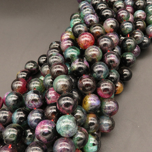 Natural Agate,Dragon Veins Agate,Round,Dyed,Colorful,14mm,Hole:1mm,about 27pcs/strand,about 110g/strand,5 strands/package,15"(38cm),XBGB03570vhov-L001