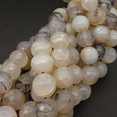Natural Agate,Faceted Round,Dyed,Gray,14mm,Hole:1.2mm,about 27pcs/strand,about 110g/strand,5 strands/package,15"(38cm),XBGB03579ahpv-L001