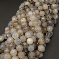 Natural Agate,Faceted Round,Dyed,Gray,4mm,Hole:0.5mm,about 90pcs/strand,about 9g/strand,5 strands/package,15"(38cm),XBGB03585vbmb-L001