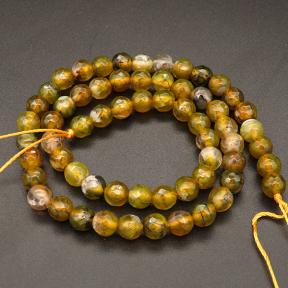 Natural Agate,Faceted Round,Dyed,Green-yellow,4mm,Hole:0.5mm,about 90pcs/strand,about 9g/strand,5 strands/package,15"(38cm),XBGB03588vbmb-L001