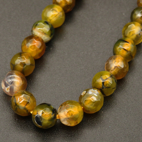 Natural Agate,Faceted Round,Dyed,Green-yellow,4mm,Hole:0.5mm,about 90pcs/strand,about 9g/strand,5 strands/package,15"(38cm),XBGB03588vbmb-L001