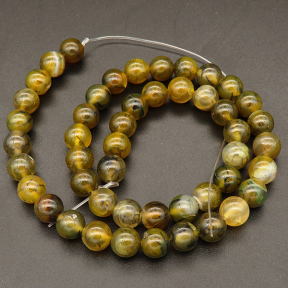 Natural Agate, Round,Dyed,Green-yellow,4mm,Hole:0.5mm,about 90pcs/strand,about 9g/strand,5 strands/package,15"(38cm),XBGB03591ablb-L001