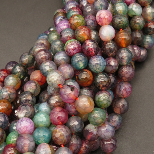 Natural Agate,Dragon Veins Agate,Faceted Round,Dyed,Colorful,4mm,Hole:0.5mm,about 90pcs/strand,about 9g/strand,5 strands/package,15"(38cm),XBGB03594vbmb-L001