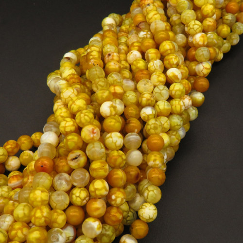 Natural Agate,Ice Burst Agate,Round,Dyed,Green-yellow,4mm,Hole:0.5mm,about 90pcs/strand,about 9g/strand,5 strands/package,15"(38cm),XBGB03603ablb-L001