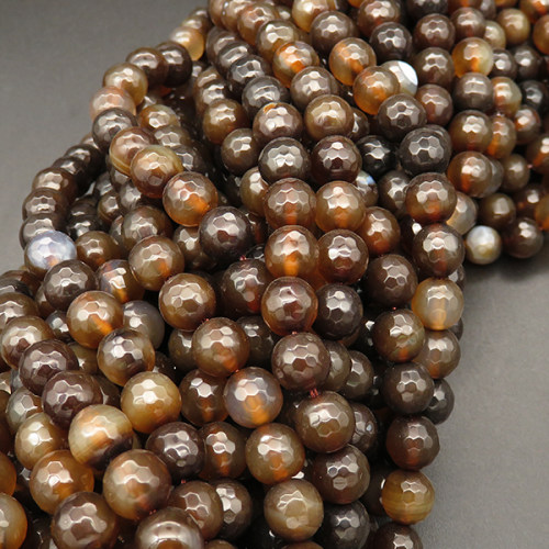 Natural Agate,Faceted Round,Dyed,Dark brown,4mm,Hole:0.5mm,about 90pcs/strand,about 9g/strand,5 strands/package,15"(38cm),XBGB03609vbmb-L001