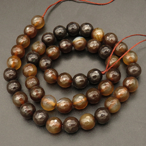 Natural Agate,Faceted Round,Dyed,Dark brown,4mm,Hole:0.5mm,about 90pcs/strand,about 9g/strand,5 strands/package,15"(38cm),XBGB03609vbmb-L001