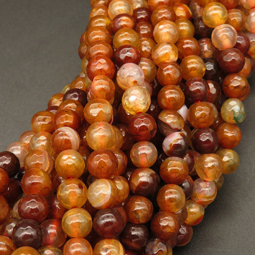 Natural Agate,Faceted Round,Dyed,Brown,4mm,Hole:0.5mm,about 90pcs/strand,about 9g/strand,5 strands/package,15"(38cm),XBGB03621vbmb-L001