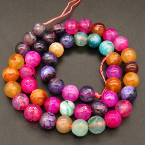 Natural Agate,Faceted Round,Dyed,Mixed color,4mm,Hole:0.5mm,about 90pcs/strand,about 9g/strand,5 strands/package,15"(38cm),XBGB03633vbmb-L001
