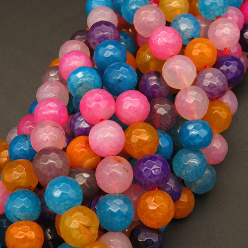 Natural Agate,Faceted Round,Dyed,Mixed color,4mm,Hole:0.5mm,about 90pcs/strand,about 9g/strand,5 strands/package,15"(38cm),XBGB03642vbmb-L001