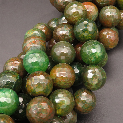 Natural Agate,Faceted Round,Dyed,Dark green,14mm,Hole:1.2mm,about 27pcs/strand,about 110g/strand,5 strands/package,15"(38cm),XBGB03645ahpv-L001