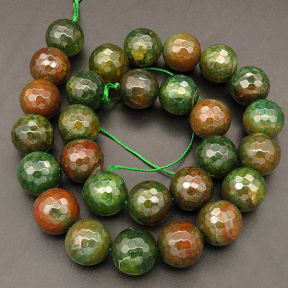 Natural Agate,Faceted Round,Dyed,Dark green,14mm,Hole:1.2mm,about 27pcs/strand,about 110g/strand,5 strands/package,15"(38cm),XBGB03645ahpv-L001