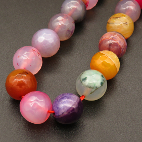 Natural Agate,Faceted Round,Dyed,Mixed color,4mm,Hole:0.5mm,about 90pcs/strand,about 9g/strand,5 strands/package,15"(38cm),XBGB03648vbmb-L001