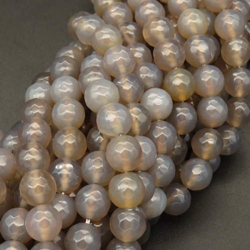 Natural Agate,Faceted Round,Dyed,Gray,4mm,Hole:0.5mm,about 90pcs/strand,about 9g/strand,5 strands/package,15"(38cm),XBGB03666vbmb-L001