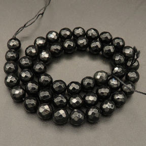 Natural Agate,Faceted Round,Dyed,Black,4mm,Hole:0.5mm,about 90pcs/strand,about 9g/strand,5 strands/package,15"(38cm),XBGB03672vbmb-L001