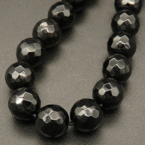 Natural Agate,Faceted Round,Dyed,Black,4mm,Hole:0.5mm,about 90pcs/strand,about 9g/strand,5 strands/package,15"(38cm),XBGB03672vbmb-L001