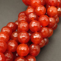 Natural Agate,Faceted Round,Dyed,Red,4mm,Hole:0.5mm,about 90pcs/strand,about 9g/strand,5 strands/package,15"(38cm),XBGB03675vbmb-L001