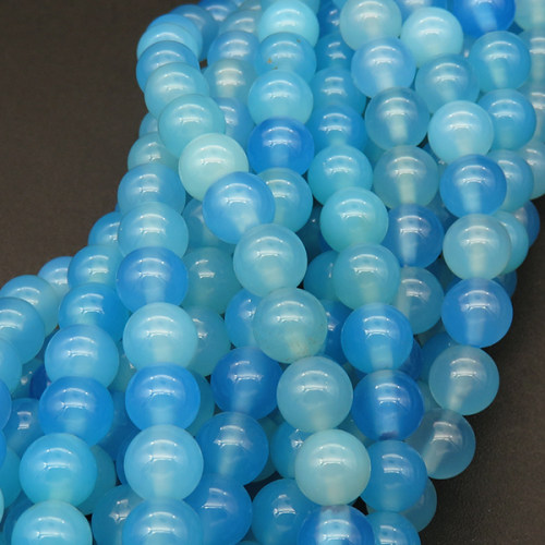 Natural Agate,Round,Dyed,Blue,4mm,Hole:0.5mm,about 90pcs/strand,about 9g/strand,5 strands/package,15"(38cm),XBGB03681ablb-L001
