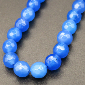 Natural Agate,Faceted Round,Dyed,Blue,4mm,Hole:0.5mm,about 90pcs/strand,about 9g/strand,5 strands/package,15"(38cm),XBGB03717vbmb-L001