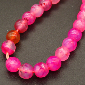 Natural Agate,Faceted Round,Dyed,Rose red,4mm,Hole:0.5mm,about 90pcs/strand,about 9g/strand,5 strands/package,15"(38cm),XBGB03726vbmb-L001