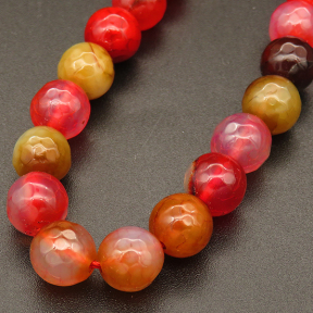 Natural Agate,Faceted Round,Dyed,Red,4mm,Hole:0.5mm,about 90pcs/strand,about 9g/strand,5 strands/package,15"(38cm),XBGB03729vbmb-L001