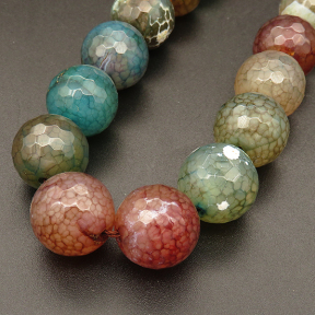 Natural Agate,Faceted Round,Dyed,Mixed color,16mm,Hole:1.5mm,about 24pcs/strand,about 130g/strand,5 strands/package,15"(38cm),XBGB03732vihb-L001