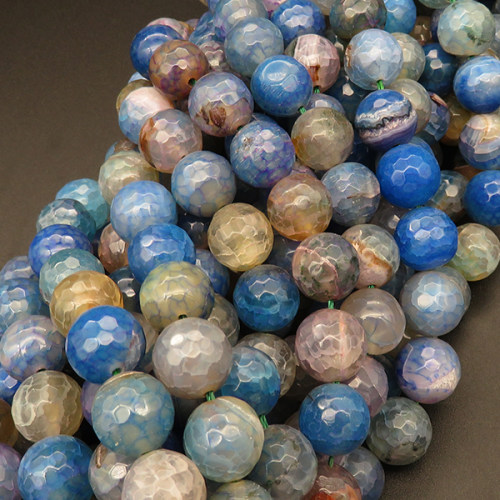 Natural Agate,Faceted Round,Dyed,Mixed color,4mm,Hole:0.5mm,about 90pcs/strand,about 9g/strand,5 strands/package,15"(38cm),XBGB03735vbmb-L001