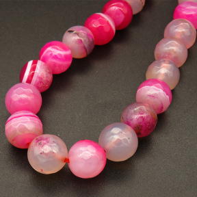 Natural Agate,Faceted Round,Dyed,Rose red,4mm,Hole:0.5mm,about 90pcs/strand,about 9g/strand,5 strands/package,15"(38cm),XBGB03738vbmb-L001