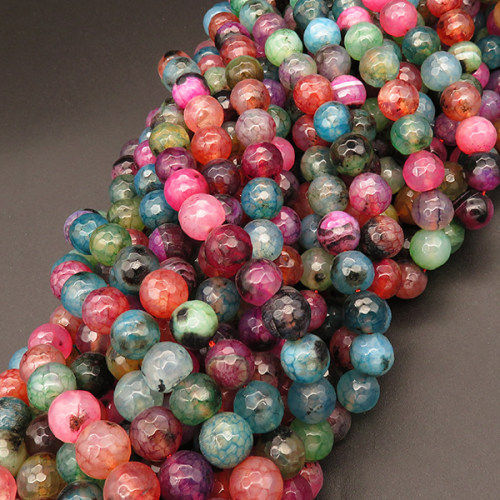 Natural Agate,Faceted Round,Dyed,Mixed color,4mm,Hole:0.5mm,about 90pcs/strand,about 9g/strand,5 strands/package,15"(38cm),XBGB03741vbmb-L001