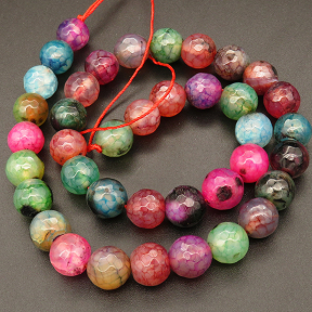 Natural Agate,Faceted Round,Dyed,Mixed color,4mm,Hole:0.5mm,about 90pcs/strand,about 9g/strand,5 strands/package,15"(38cm),XBGB03741vbmb-L001