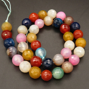Natural Agate,Faceted Round,Dyed,Mixed color,4mm,Hole:0.5mm,about 90pcs/strand,about 9g/strand,5 strands/package,15"(38cm),XBGB03744vbmb-L001