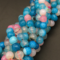 Natural Agate,Faceted Round,Dyed,Mixed color,4mm,Hole:0.5mm,about 90pcs/strand,about 9g/strand,5 strands/package,15"(38cm),XBGB03747vbmb-L001