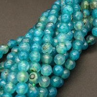 Natural Agate,Faceted Round,Dyed,Blue,4mm,Hole:0.5mm,about 90pcs/strand,about 9g/strand,5 strands/package,15"(38cm),XBGB03750vbmb-L001
