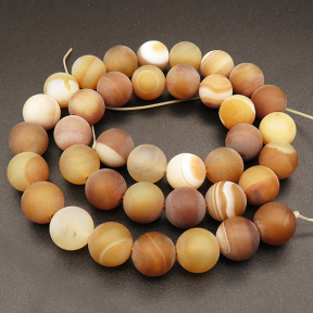 Natural Agate,Striped Agate,Round,Frosted,Dyed,Brown,10mm,Hole:1mm,about 38pcs/strand,about 55g/strand,5 strands/package,15"(38cm),XBGB03759bhia-L001